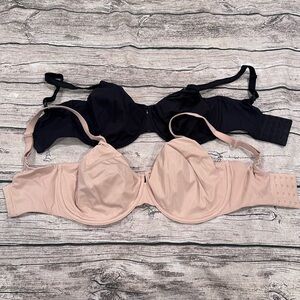 Lot of 2 Bare Necessities Underwire Full Coverage Bras in Beige & Black Size 32I